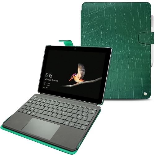 Microsoft Surface Go leather caseCrocodile pino ( Pantone #173F35 ) 
