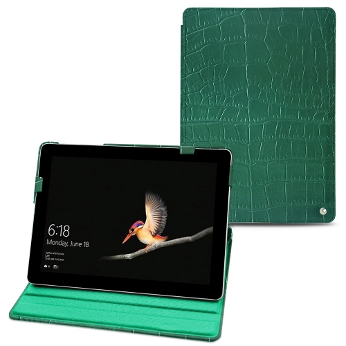 レザーケース Microsoft Surface GoCrocodile pino ( Pantone #173F35 ) 