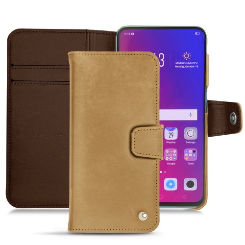 Oppo Find X - Protégez votre mobile avec des étuis premium en cuirSable vintage ( Pantone #9b7340 ) 