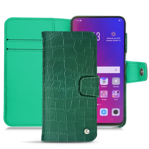 Oppo Find X leather cases and coversCrocodile pino ( Pantone #173F35 ) 