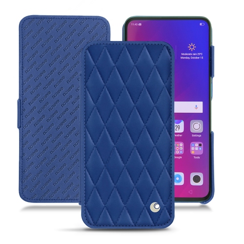 レザーケース Oppo Find XBleu océan - Couture ( Nappa - Pantone #15458a) 