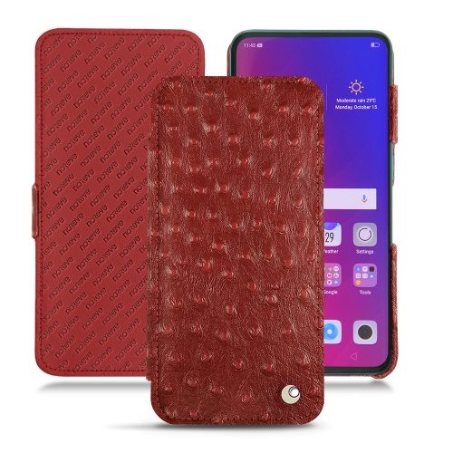 レザーケース Oppo Find XAutruche ciliegia ( Pantone #a4343a ) 