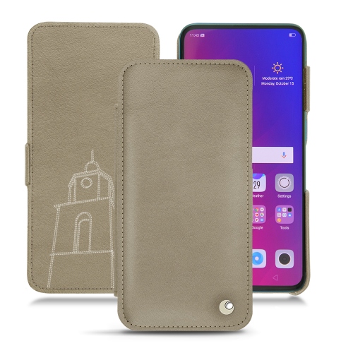 Funda de piel Oppo Find XDarboun sabla ( Pantone #BCB1A1 )