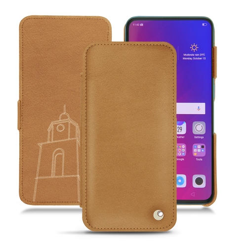 가죽 커버 Oppo Find XCastan esparciate ( Pantone #824F2A )