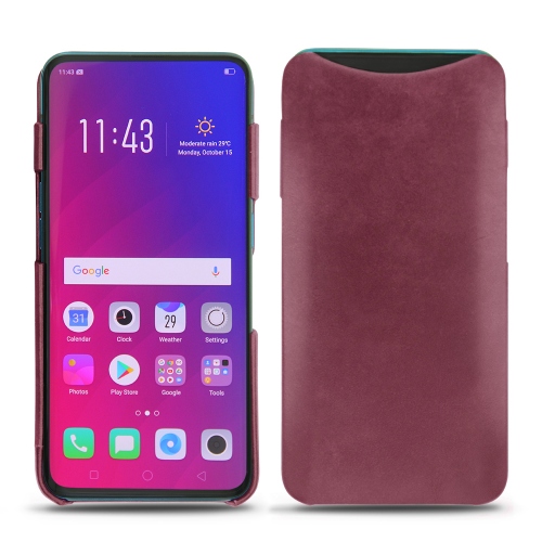 Oppo Find X - Habillez avec style votre appareil mobile avec des coques en cuir de qualitéPrune vintage ( Pantone #612434 ) 