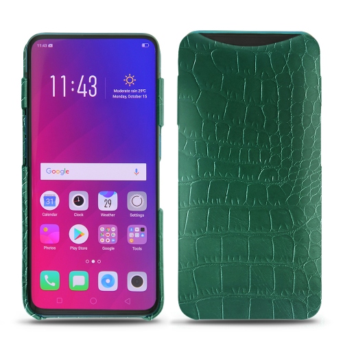 가죽 커버 Oppo Find XCrocodile pino ( Pantone #173F35 ) 