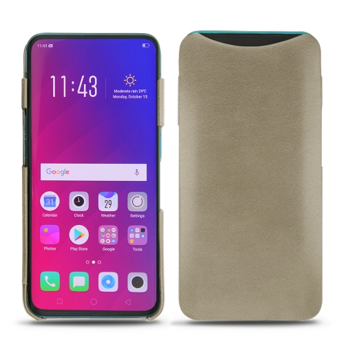 Capa em pele Oppo Find XDarboun sabla ( Pantone #BCB1A1 )