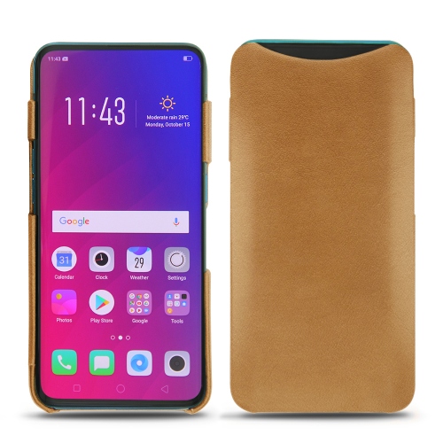 가죽 커버 Oppo Find XCastan esparciate ( Pantone #824F2A )