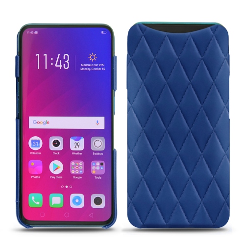Custodia in pelle Oppo Find XBleu océan - Couture ( Nappa - Pantone #15458a) 