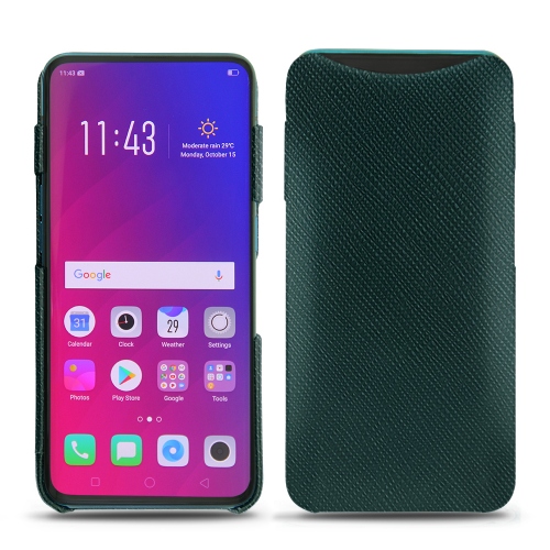 가죽 커버 Oppo Find XVert séduisant ( Pantone #1d3c34 ) 