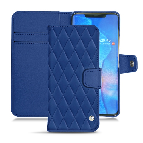 Capa em pele Huawei Mate 20 ProBleu océan - Couture ( Nappa - Pantone #15458a) 