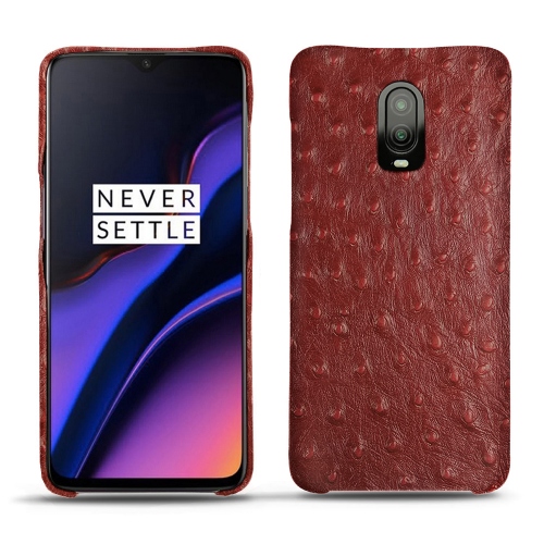 OnePlus 6T leather covers and casesAutruche ciliegia ( Pantone #a4343a ) 