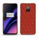 OnePlus 6T leather cover - Papaye - Couture ( Pantone 180C ) 