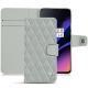 Housse cuir OnePlus 6T - Gris - Couture ( Nappa - Pantone W428C ) 