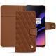 OnePlus 6T leather case - Marron - Couture ( Nappa - Pantone 1615C ) 
