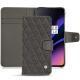 OnePlus 6T leather case - Anthracite - Couture ( Pantone 424C ) 