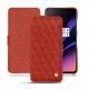 Housse cuir OnePlus 6T - Papaye - Couture ( Pantone 180C ) 