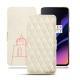 レザーケース OnePlus 6T - Blanc escumo - Couture