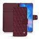 Huawei Mate 20 leather case - Lie de vin - Couture ( Pantone 5115C ) 