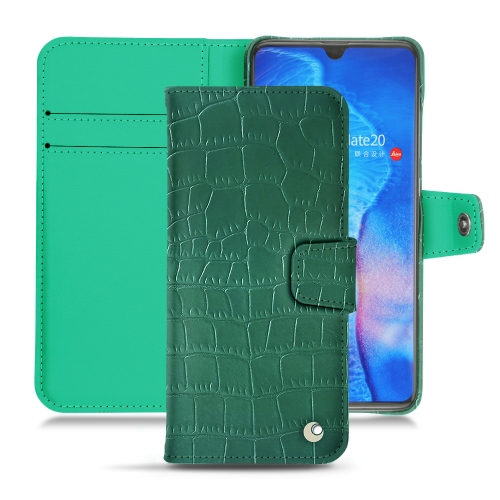 가죽 커버 Huawei Mate 20Crocodile pino ( Pantone #173F35 ) 
