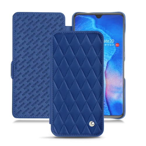 Capa em pele Huawei Mate 20Bleu océan - Couture ( Nappa - Pantone #15458a) 