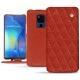 Housse cuir Huawei Mate 20 X - Papaye - Couture ( Pantone 180C ) 