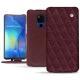 Housse cuir Huawei Mate 20 X - Lie de vin - Couture ( Pantone 5115C ) 