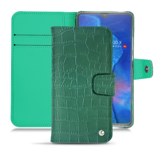 Huawei Mate 20X leather covers and casesCrocodile pino ( Pantone #173F35 ) 