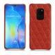 Huawei Mate 20 leather cover - Papaye - Couture ( Pantone 180C ) 
