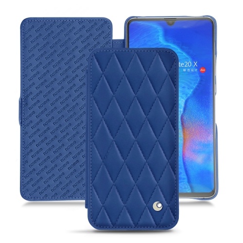 硬质真皮保护套 Huawei Mate 20 XBleu océan - Couture ( Nappa - Pantone #15458a) 