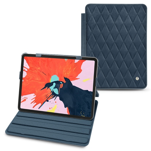 가죽 커버 Apple iPad Pro 12.9" (2018)Jean vintage - Couture ( Pantone #2f414f  ) 