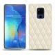 Coque cuir Huawei Mate 20 X - Blanc - Couture ( Bologna - White ) 