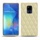 Coque cuir Huawei Mate 20 X - Beige - Couture ( Nappa - Pantone 7502C ) 