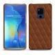 Coque cuir Huawei Mate 20 X - Marron - Couture ( Nappa - Pantone 1615C ) 