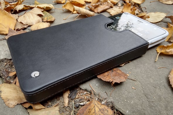 Microsoft Surface Duo with bumper leather pouch