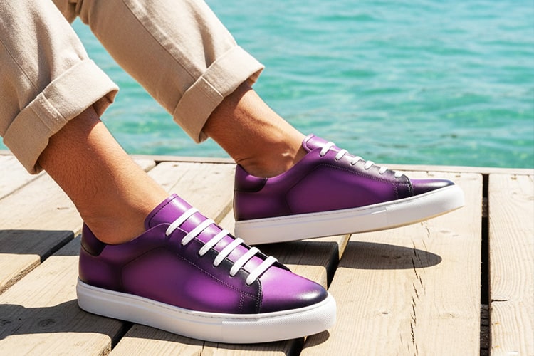 Sneaker in patina leather