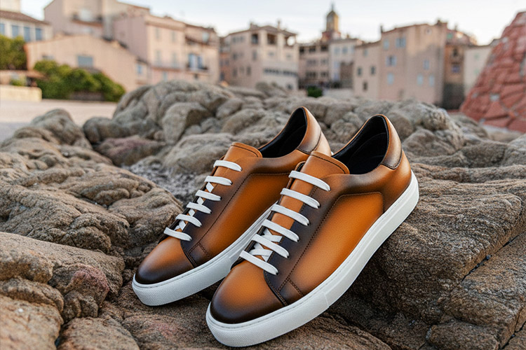 Sneaker in patina leather